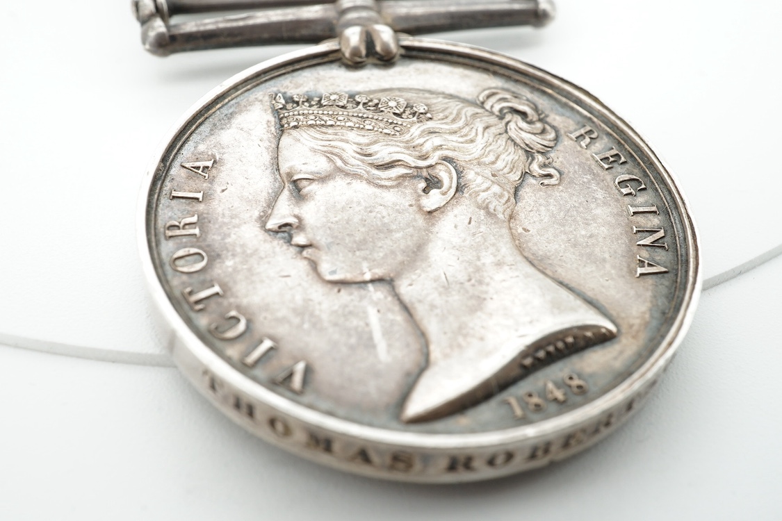 Battle of Trafalgar interest; Four medals awarded to members of the Robertson family. A Victorian naval General Service Medal to Thomas Robertson, Surgeon, with three bars for;, Sirius 17 April 1806, Trafalgar and Egypt,